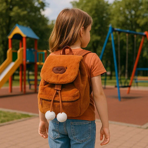 Mochila Capivara Fofa Pelúcia Capibara Bolsa Escolar Passeio