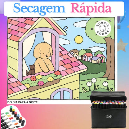 Kit Livro De Colorir Bobbie Goods +24 Canetinhas Ponta Dupla