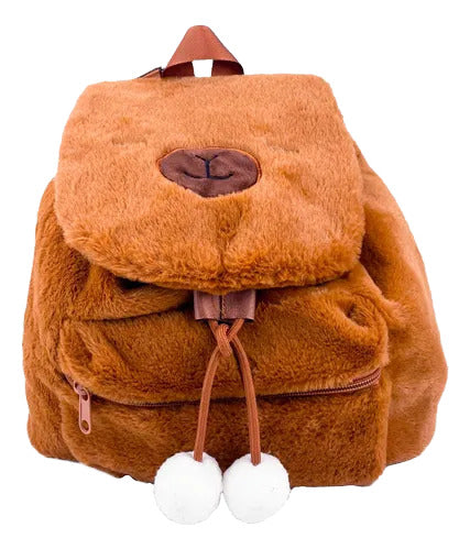 Mochila Capivara Fofa Pelúcia Capibara Bolsa Escolar Passeio